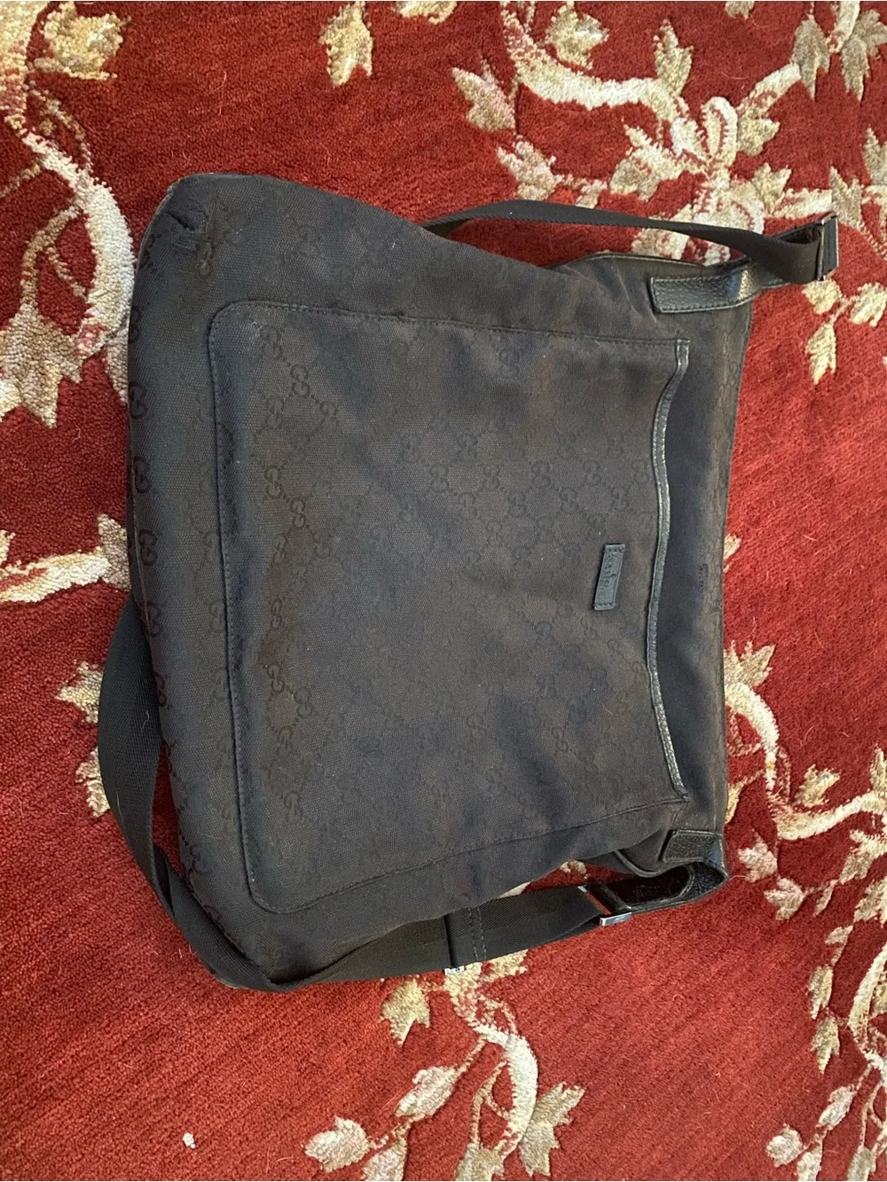 Gucci Black Monogram Messenger Bag